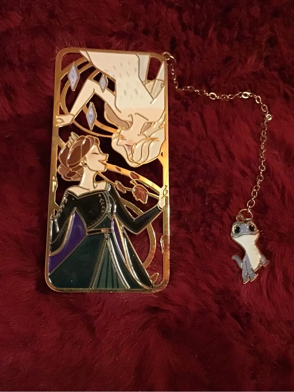 Disney Gold-Tone Bookmark with White Enamel Salamander Charm